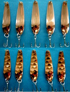 10 Copper Plated Trolling Flutter Spoon Blanks Brass