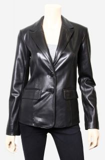 United Face Womens Two Button Lambskin Leather Blazer