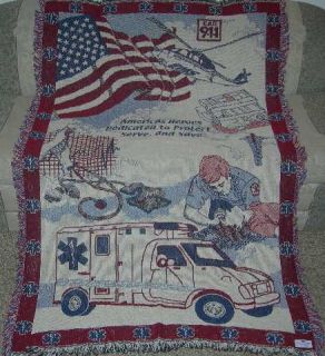 New EMT Emergency Fire Police Rescue Throw Blanket Gift