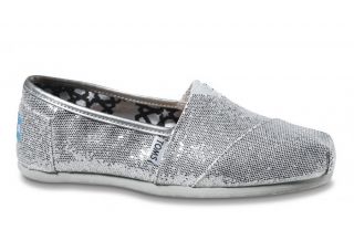 Womens Toms Silver Glitter Classic Slip on Shoes 5 5 5 6 6 5 8 8 5 9 5 