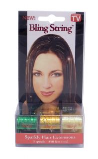 Bling String® Sparkly Hair Extensions 3 Pack 90 Feet