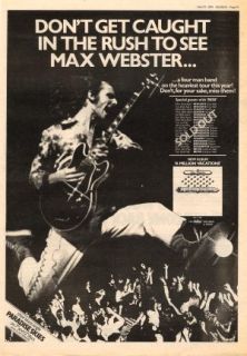 Max Webster Million Vacations UK Tour advert 1979