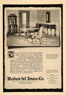 1930 Ad Robert W. Irwin Furniture Dining Room Mahogany   ORIGINAL 