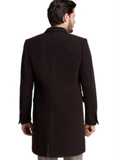 Bloomingdales Mens Brown Wool Overcoat 42L Euro 52 Single Breasted 