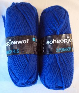 Bright Blue Scheepjes Superwash Plus WASHABLE wool 2 skeins 50 gram 87 