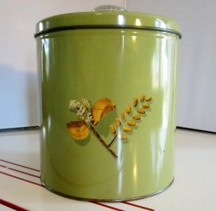 Vintage Blue Magic Krispy Kan Cracker Tin in Avocado Green 1950s