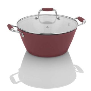 cast iron 5 quart soup pot red from brookstone michelle b cast iron 