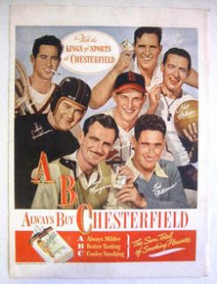 1947 Chesterfield Cigarettes Kings of Sports Williams Musial Luckman 