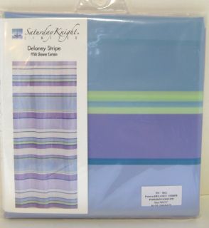 Delaney Stripe Blue Lavender Green Bath Shower Curtain