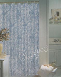 heavenly blue toile cupids angels shower curtain nip
