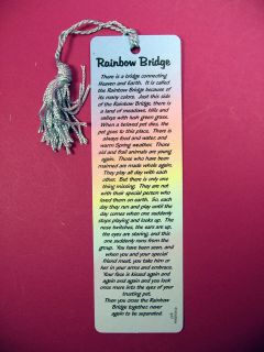 Rainbow Bridge Poem on A Tassel Bookmark Blue Tassel SKU 977