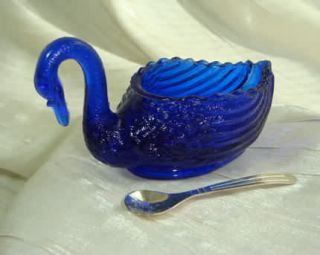  Swan Salt DIP Open Cellar Cobalt Blue Glass