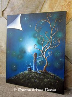   erback Art Serene Large Blue Night Sky Sparkling Hearts