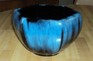 Blue Mountain Pottery Lg Hexagonal Planter Dish Bowl Aurora Borealis 