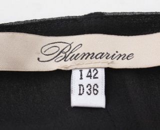 BLUMARINE Black Silk Dress with Leather Deco IT42 New