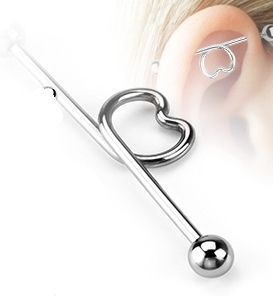 14g Steel Industrial Barbell Heart Loop Piercing Body Jewelry You 
