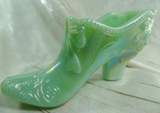 Bow Slipper Jadeite Carnival Shoe Jadite Mosser Glass