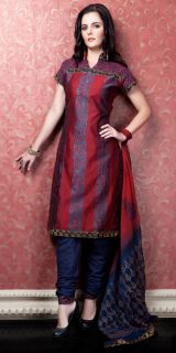 Beauteous Maroon Navy Blue Suit Indian Festival Designer Salwar Kameez 