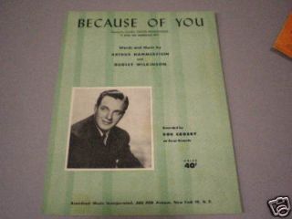 Sheet Music 1940 Because of You Song Bob Crosby