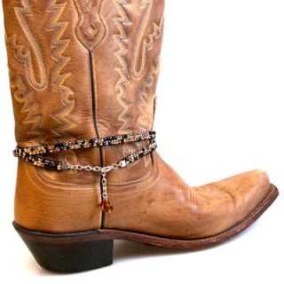   Western Cowgirl Boot Jewelry Anklet Strap Brown Black