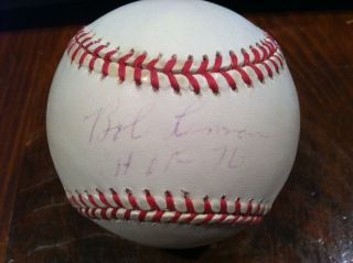 Bob Lemon HOF 76 Autographed Signed Official American League Baseball 