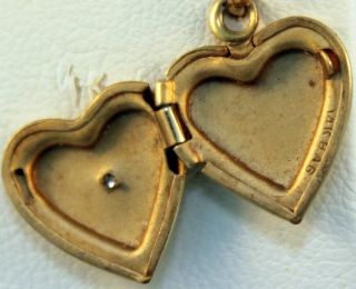   Gold Heart Locket with Diamond and Initials MW Charm Pendant