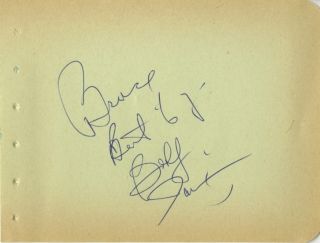 Bobby Darin American Singer Authentic Autographed Album Page to Bruce 