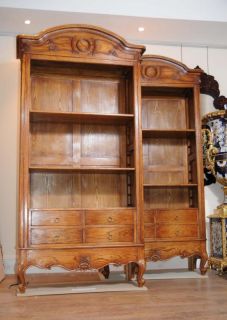 Pair English Oak Farmhouse Bookcases Cabinet