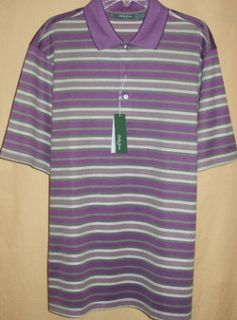 Bobby Jones Short Sleeve Luxury Cotton Stripe Golf Polo LG Concord 
