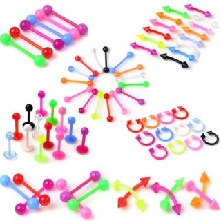   60pcs Mix Style Barbell Belly Lip Tongue Piercing Body Jewelry