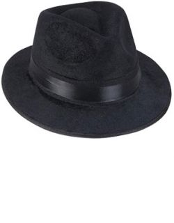 Black 20s Gangster Humphrey Bogart Costume Fedora Hat
