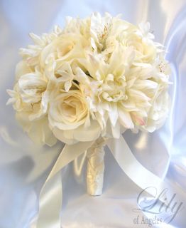17pcs Wedding Bridal Bouquet Flowers Bride Groom Boutonniere Corsage 
