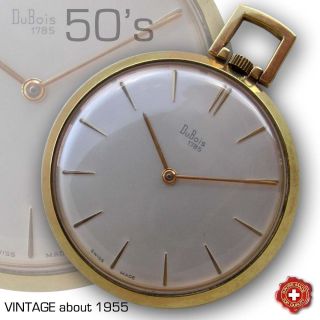 DU BOIS VINTAGE 1955 1965s Pocket Watch 18 K gold plated Cal Peseux 