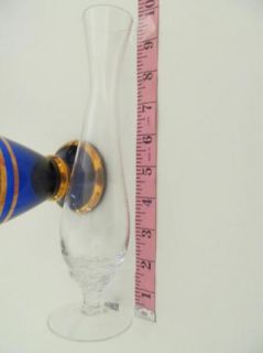 Bohemia Blown Glass Crystalex Czech Republic Vase Cobalt Crystal Set 