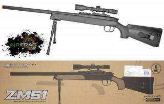 415 FPS ZM51 Airsoft Bolt Action Sniper Rifle w/ Scope & Bi Pod PKG