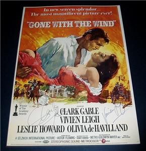 Gone with The Wind Cast X2 PP Signed Poster 12x8 GWTW