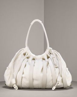 New with Tag Botkier Ivory Skeleton Leather Drawstring Tote Shoulder 