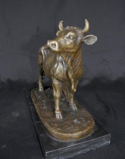 Bonheur Bronze Casting Cow Bull Statue Signed French