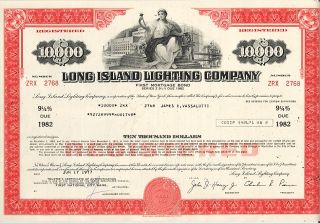 Lilco Long Island Lighting Company USD 10 000 Bond 1977