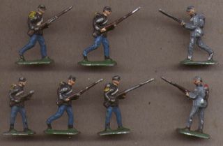 Seven Union & Confederate lead soldiers Civil War; made in Japan