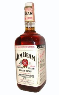 Jim Beam White Label Bourbon Whiskey Old Bottle RARE