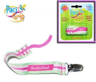 Booginhead Pacigrip Pink Green White Stripe Universal Pacifier Strap 