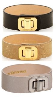 Juicy Couture Leather Turnlock Cuff Bangle Bracelet