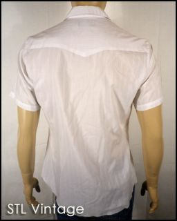 Vtg 70s 80s White Wrangler Short Sleeve Pearl Snap Western Shirt Retro 