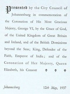 1936 Johannesburg South Africa Book King George VI
