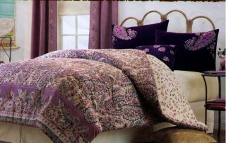   Plum Pink Paisley Velvet Twin Comforter Set Teen Girl Throw Pillow 3p