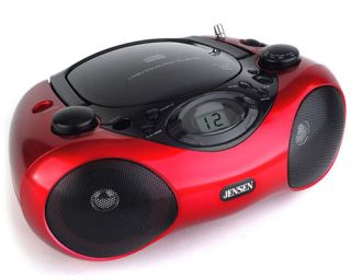 New Jensen CD 480 Portable Red CD Player Boombox w Am FM Radio Aux 