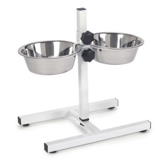 ProSelect Adjustable Dog Food Diner with Dog Bowls White 5 Quart