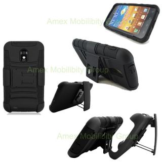 Black Rugged Hard Case Belt Clip for Boost Mobile Samsung Galaxy S2 s 