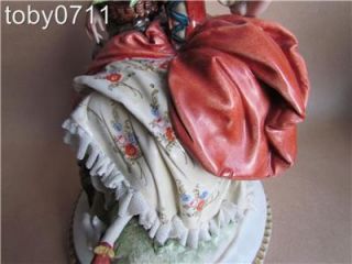 Capodimonte Figure of A Lady with Basket of Flowers and Birds Cappe 